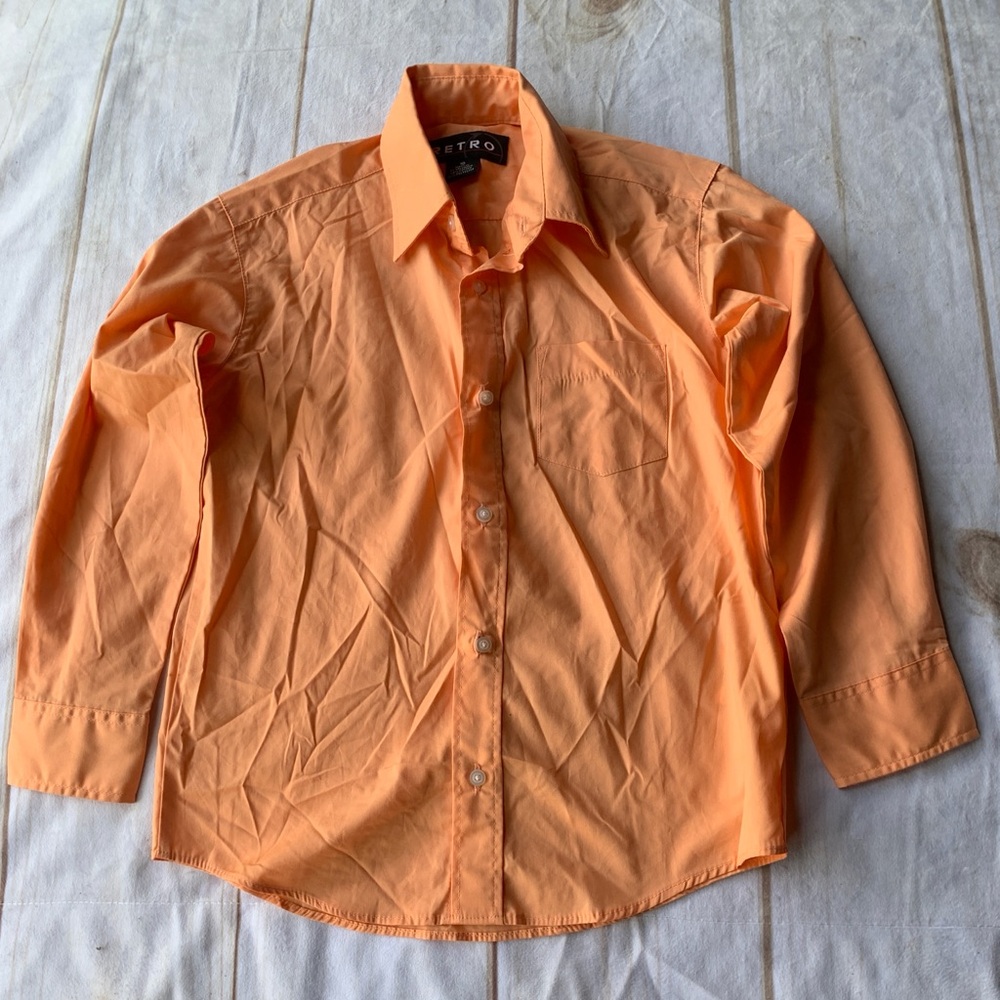 Retro Orange Long Sleeve Button Up Shirt Size 10